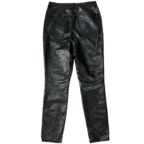 Free People Liquid Black Vinyl Jeans Size 31 Retro 70s Latex Shiny Goth Punk New - Picture 10 of 17